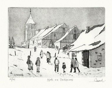 268 Noël En Thiérache, Eau-forte et aquatinte, 24 x 28,5 cm
